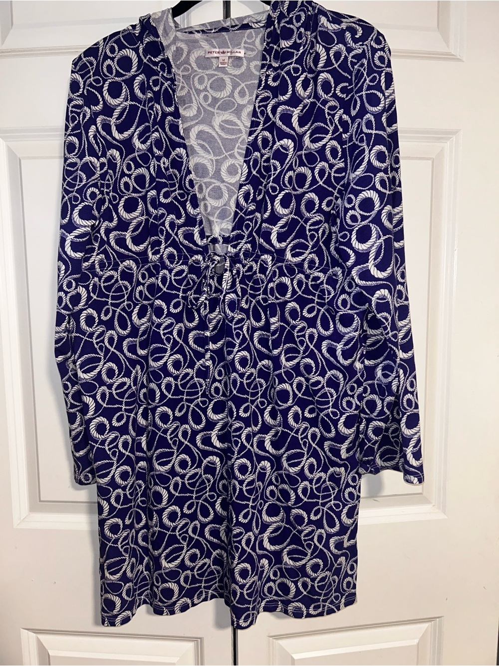 Peter Millar Navy and White Rope-Print cover up
